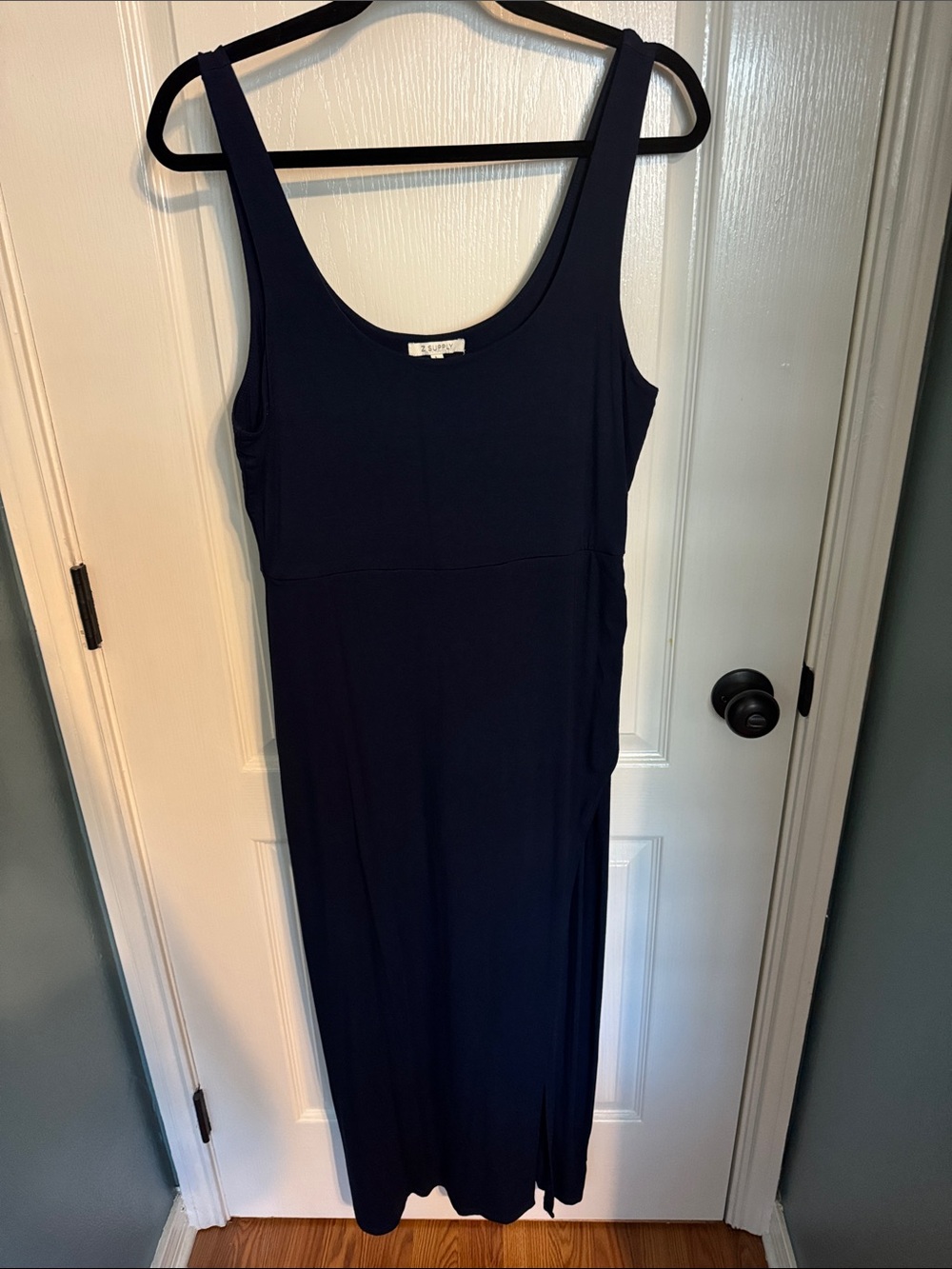 Z Supply Navy Tank Maxi Dress with side ruching and slit